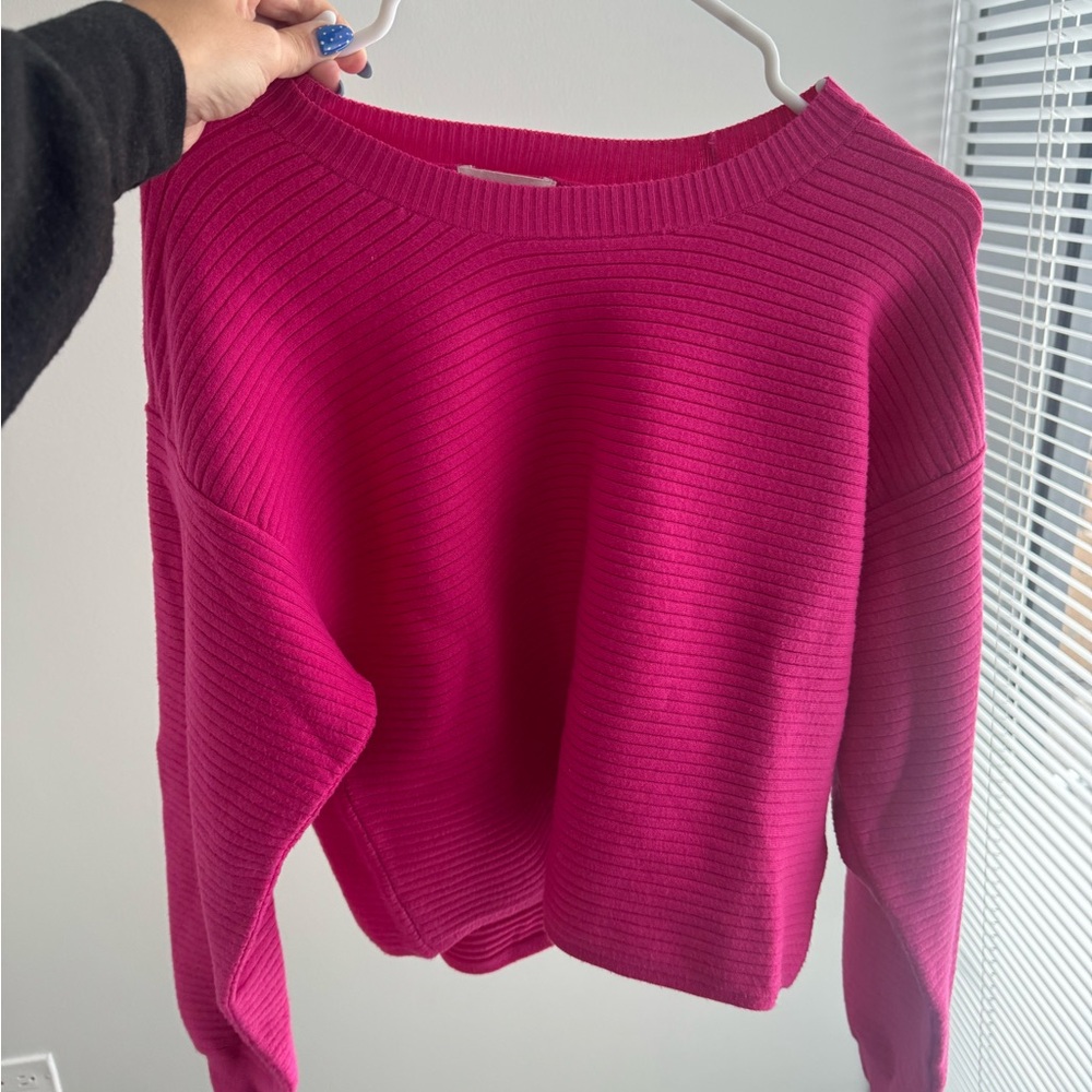 Good American Pink Crew Neck Sweater